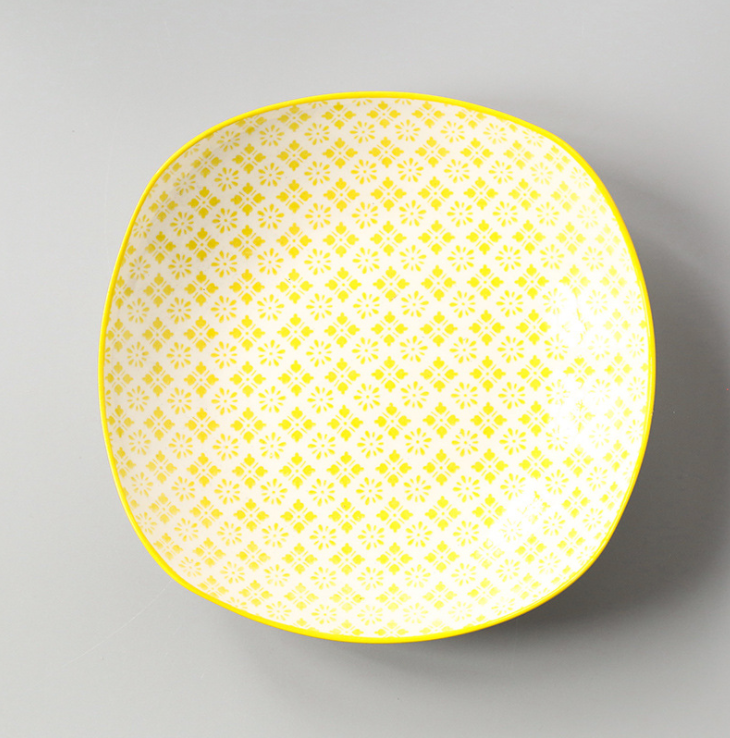 Japanese 8-inch Square Ceramic Dish Glaze Color Simple Household Serving Dish Salad Plate Dinner Plates For Kitchen Utensils: 7