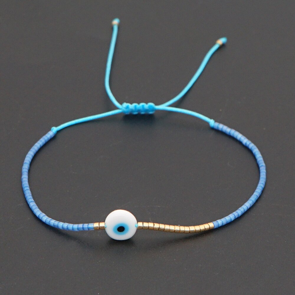 Bransoletka z greckim oczkiem bransoletka z tureckim nazarem String proste bransoletki dla kobiet mężczyzn koraliki Miyuki biżuteria Pulsera mal de ojo: G