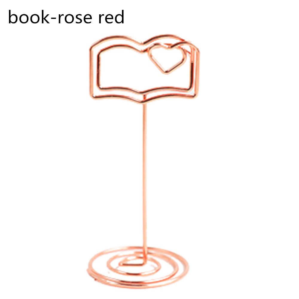 Moon Stars Shaped Photo Holder Stand Table Number Card Holders Place Card Paper Clips Wedding Favor Card Stand Message Card Clip: rose red-book