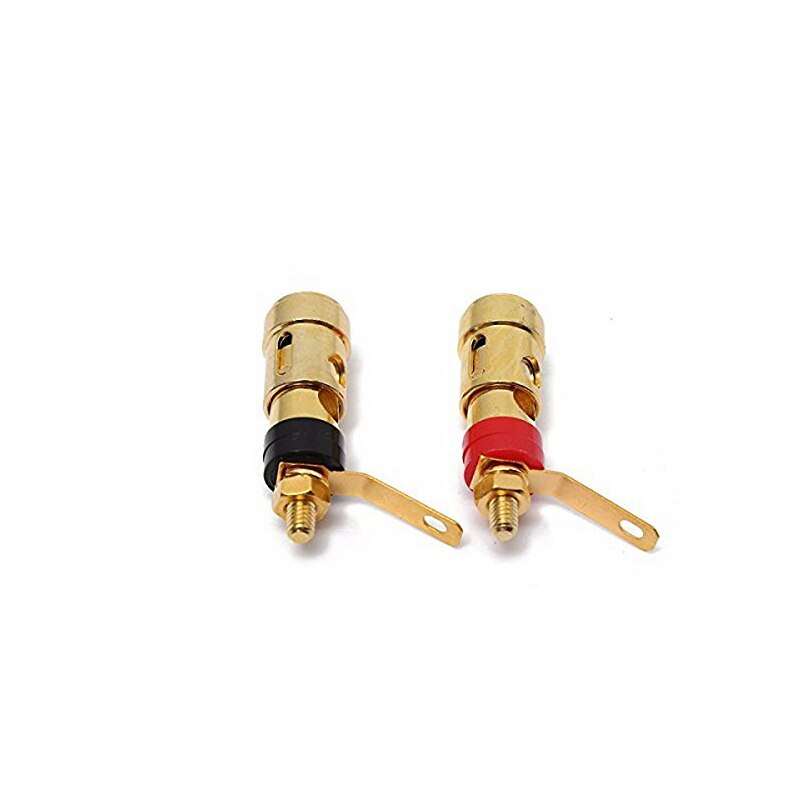 2PCS Plated Brass Speaker Binding Post Spring Loaded Press Subwoofer Basket Speakers Accessory