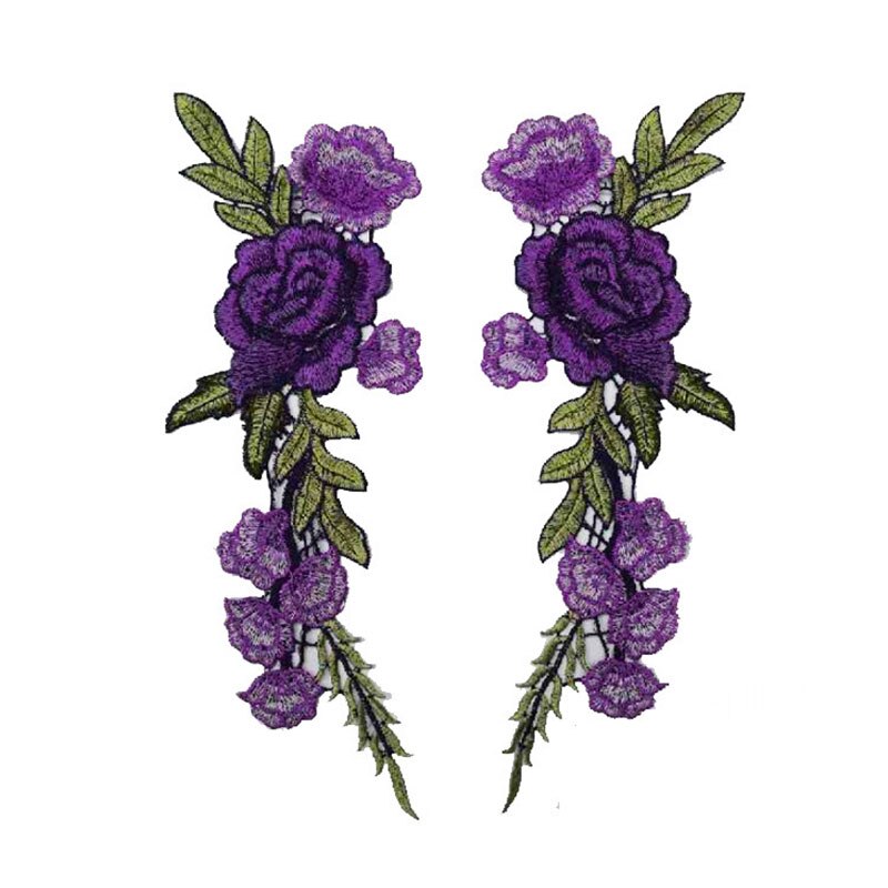 DIY Kleding Patch 1 PC/2 PCS Voor Jeans Badges Zak Naaien Borduren Ambachten Sticker Rose Bloem kleding Accessoires Applique: Purple A