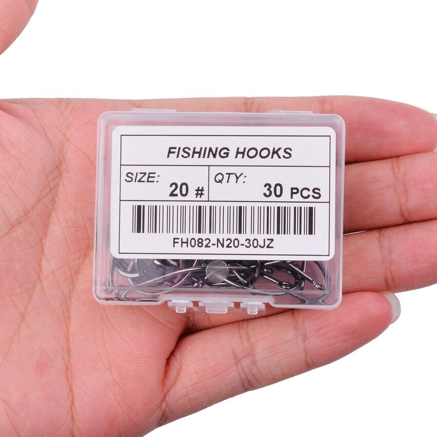 30pcs Fishing Hooks Hign Carbon Steel Offset Barbed Sea Fishhook For Soft Lure Worm Fish Hook Bass Carp Fishing Tackle Box