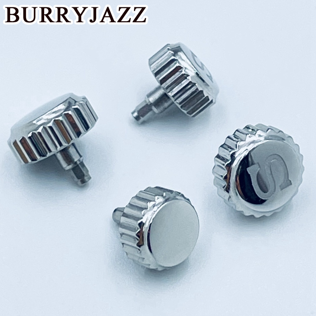 BURRYJAZZ Silber Uhrenkronen Uhrenteile Ersatz S Krone und ohne S Krone Edelstahl für NH34 NH35 NH36 Uhrwerk