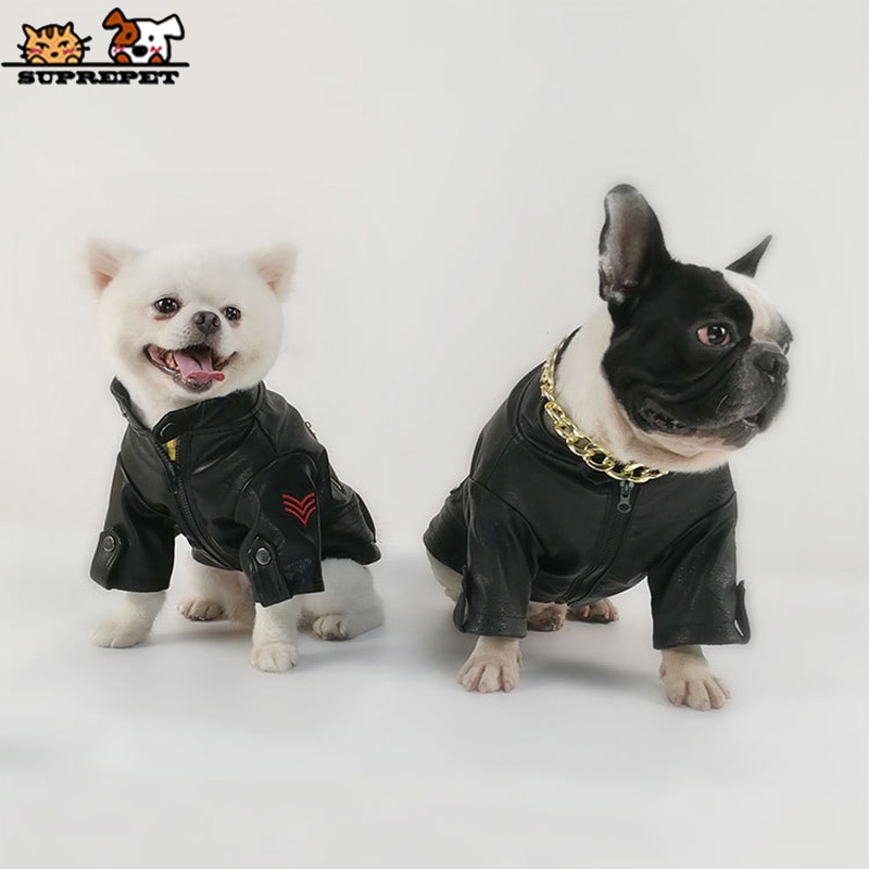 Extreme pet-vêtements pour chiens tendance | Cool, en cuir PU, veste pour chien bouledogue français, vêtements pour chiots, veste de moto manteau pour chiens
