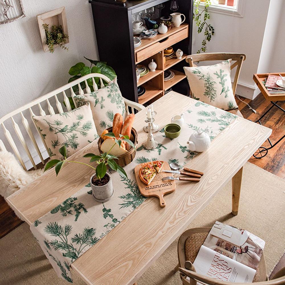 Pine Cone Print Table Runner Linen Dining Table Mat Plant Placemats Table Cloth Runners Modern Home Dining Table Trimmings Decor