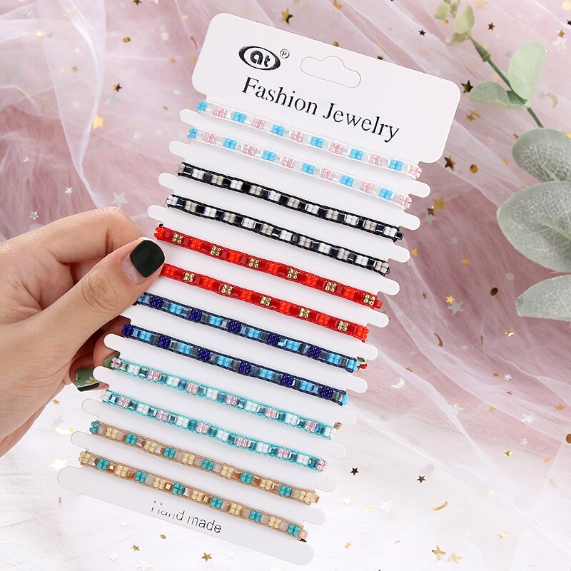 12 pièces/lot Boho graine perle breloques tressé Bracelet pour femmes enfant réglable corde chaîne Yoga cheville bijoux