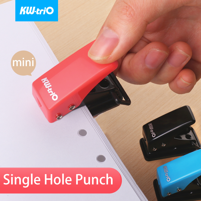 KW-triO Mini Single Hole Punch Plastic Notebook Hole Puncher Portable Planner Circular Punch Scrapbook Perforating Cutter Pliers