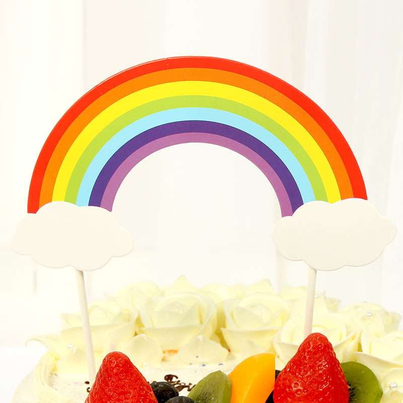 Rainbow Happy Birthday Cake Topper Flags Train With Bowtie Cartoon Animals For Birthday wedding Party Cake Baking Decor: Fluorescence Yellow