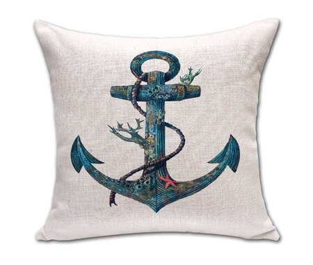 Cojines decorativos para el hogar, cojines con de ancla del Mar Mediterráneo, timón de barco, sin relleno, 18x18 pulgadas: E