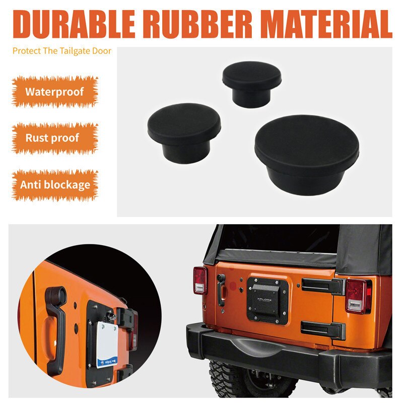 Porta traseira Durável Pequeno Buraco Plugue Plugues De Borracha Removível Confortável Para Jeep Wrangler JK 2007-2018 Acessórios Do Exterior Do Carro WISENGEAR/