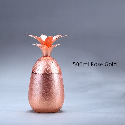 Verre à Cocktail en métal et cuivre, ananas, tasse de Mule de moscou, verre à vin, décorations de maison, accessoires de Bar, utilisation au Restaurant: 500ml rose gold