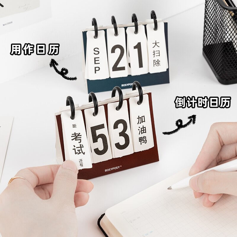 calendar Mini flip perpetual calendar Desk calendar school study Stationery to do list Commemorate Countdown day
