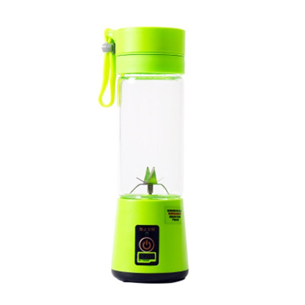 Exprimidor de frutas eléctrico USB portátil de tamaño portátil licuadora batidora recargable Mini taza de zumo portátil agua: Verde claro