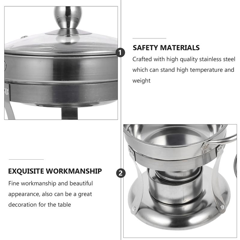 1 Set Stainless Steel Pot Stove Portable Alcohol Stove Stainless Steel Self-Service Pot Stove For Home Outdoor Travel