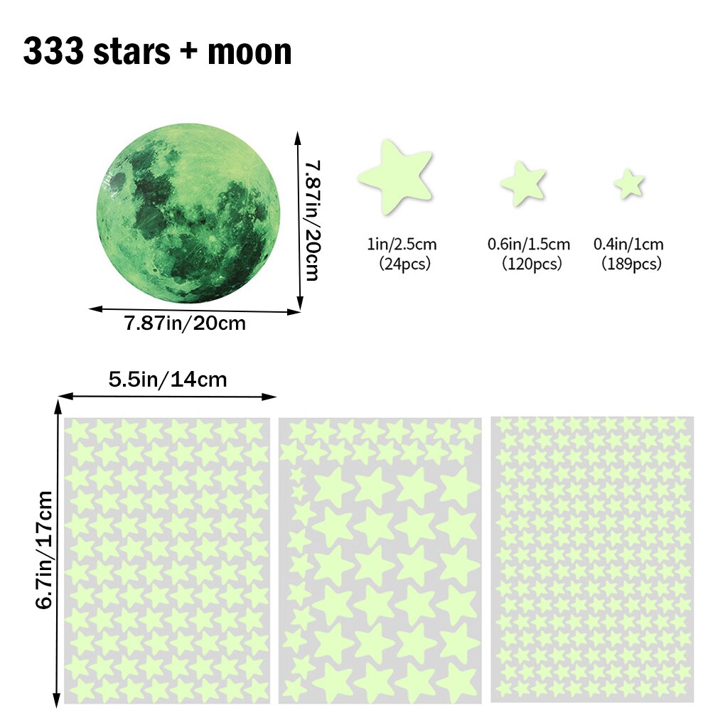 1 Set Stars Moon Wall Sticker Night Glowing Wall Decal Living Room Luminous Adhesive Wallpaper Stickers Home Decoration Supplies