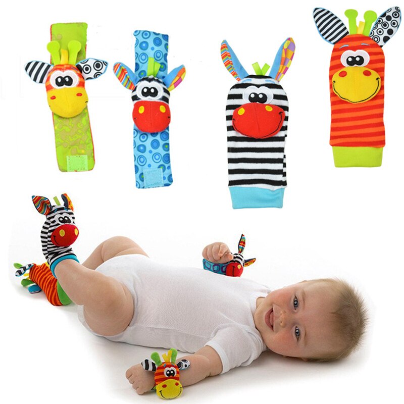 Spædbarn baby børn sokker rangle legetøj håndled rangle og fodsokker 0 ~ 24 måneder