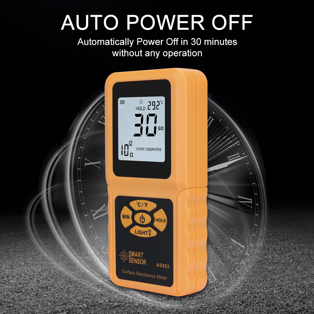 Smart sensor Portable LCD display surface resistance meter tester Handheld Surface Resistance Meter with Data Holding function