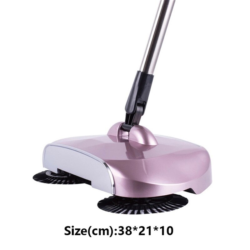 Automatische Veegmachine Machine Hand Push Magische Bezem En Stoffer Set Dweilen Machine Rvs 3 In1 Household Cleaning Tools: Rose gold and bright