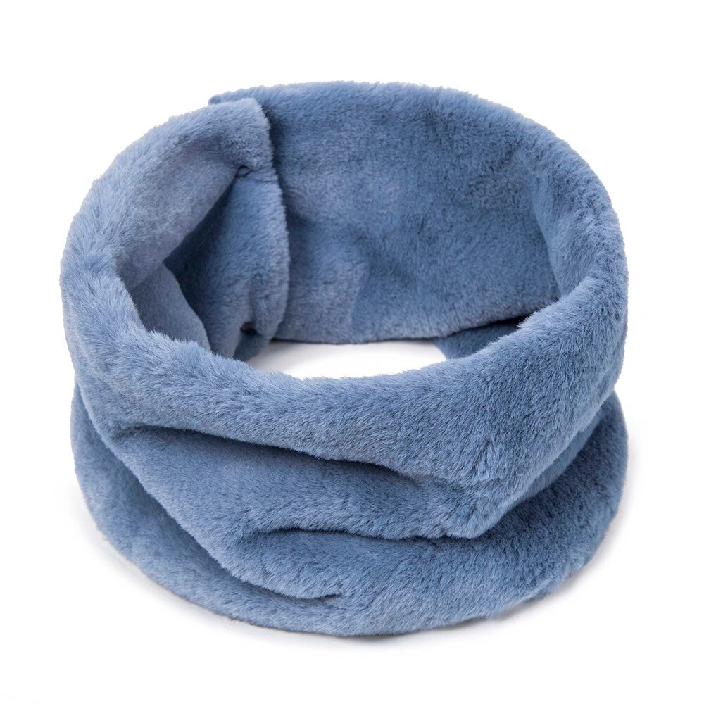 Evrfelan varm vinter tørklæde til kvinder tyk varmere uld hals tørklæde ring tørklæder kvindelige knap tørklæde blød behagelig: Blå