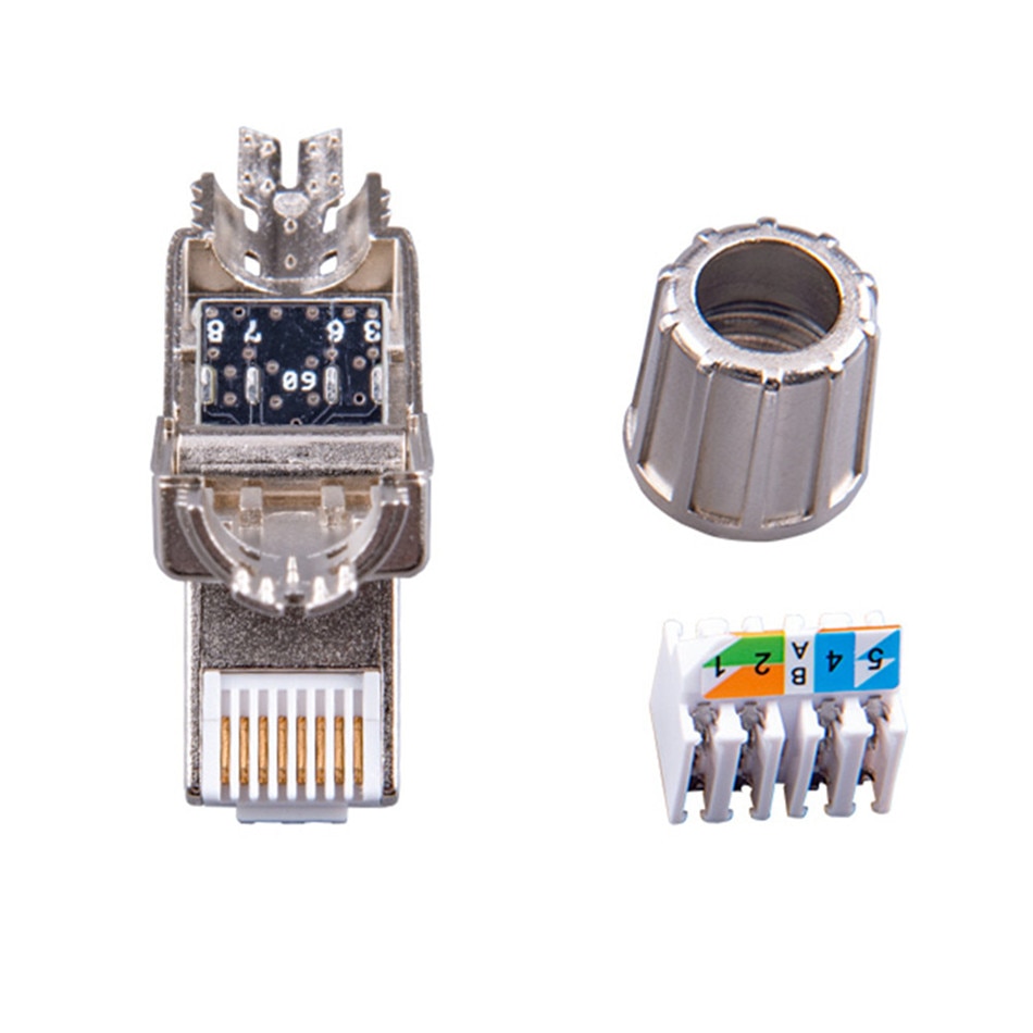 Cat7 Connector RJ45 Kat 7 Conector Stp Afgeschermde Ethernet 8P8C Plug Tool Gratis Verbinding Herhaalbare Gebruik Voor 23-26AWG Kabel