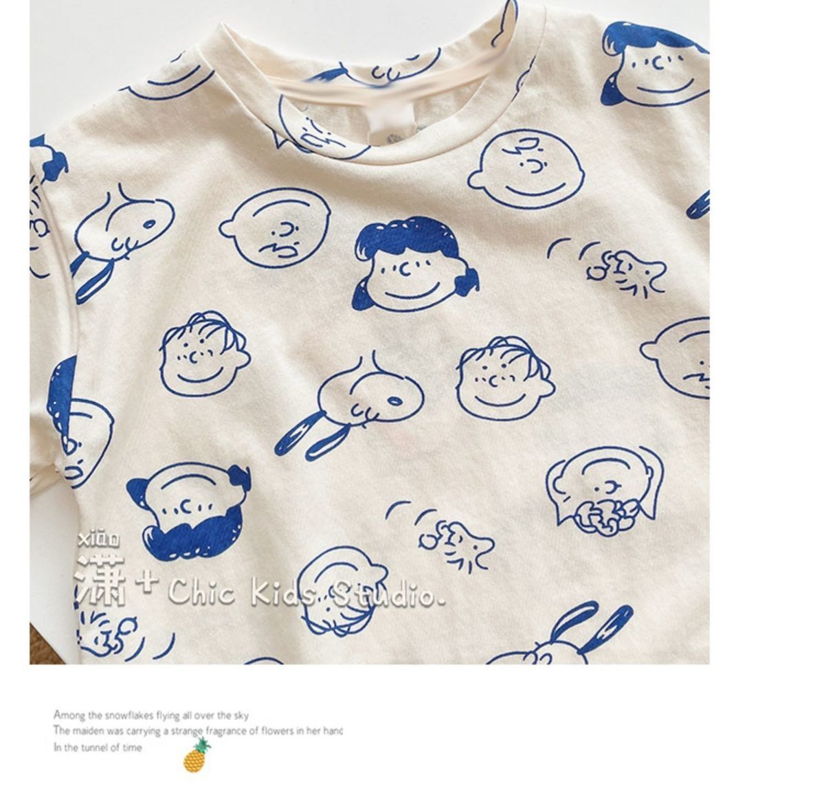 Vidmid drenge og piger bomuld kortærmede t-shirts sommer børn&amp; #39 ;s all over print løse baby halværmede tynde toppe  p5345