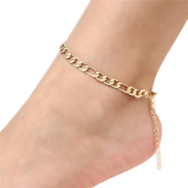 Doreen box enkel fotlänk guld silver färg på fot fotled armband för kvinnor ben smycken 22cm(8 5/8 ") långa , 1 stycken