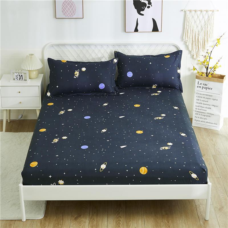 Product Fitted Sheet Night sky Bed Sheets Protector Queen King Single Size Bedsheet With Elastic(No Pillowcase)