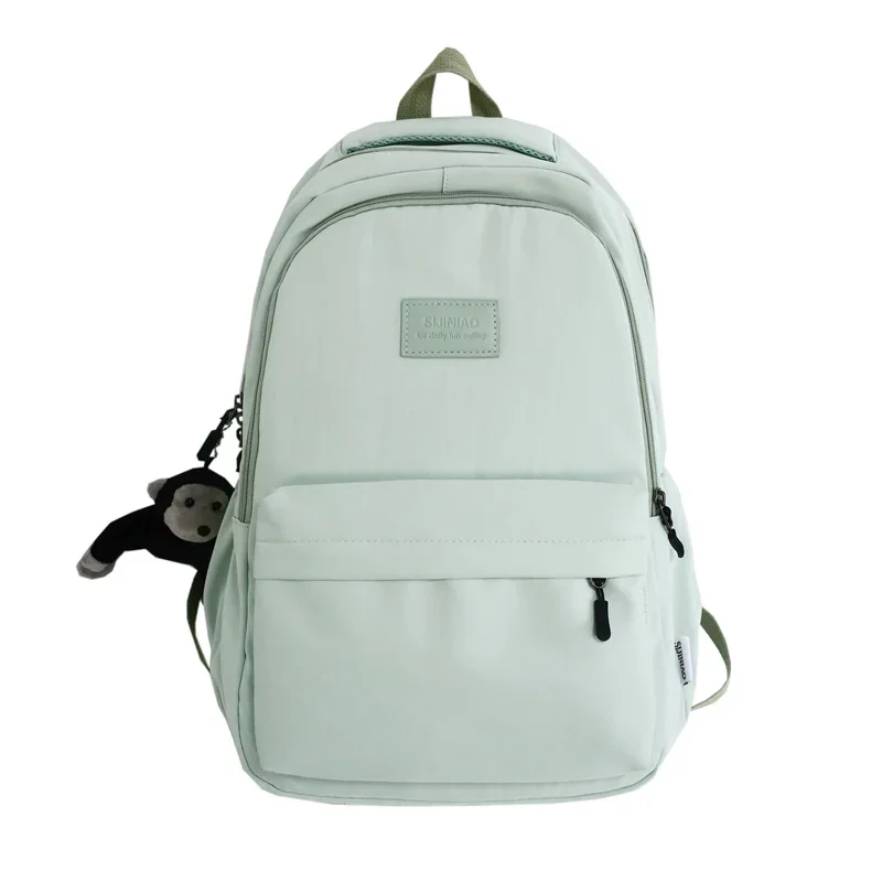 Mochila de Color liso para mujer, bolso de libros universitario con múltiples bolsillos, mochilas informales para ordenador portátil, mochila escolar para hombres y adolescentes, mochilas escolares para niñas: Beige