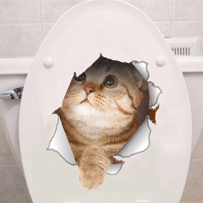 3D Kat Patroon Muurstickers Mooie Animal Katten Badkamer Wc Stickers Waterdicht Huishouden Woonkamer Home Decor Vinyl Decal: 05