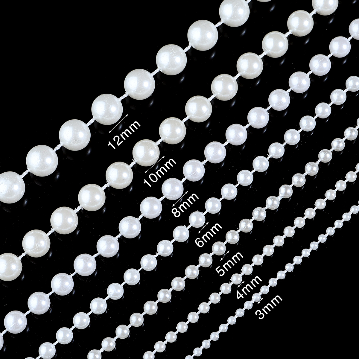 JODouble-Perle ABS pour Robe de Mariée, Accessoires Artisanaux, 3/4/5/6/8/10/12mm