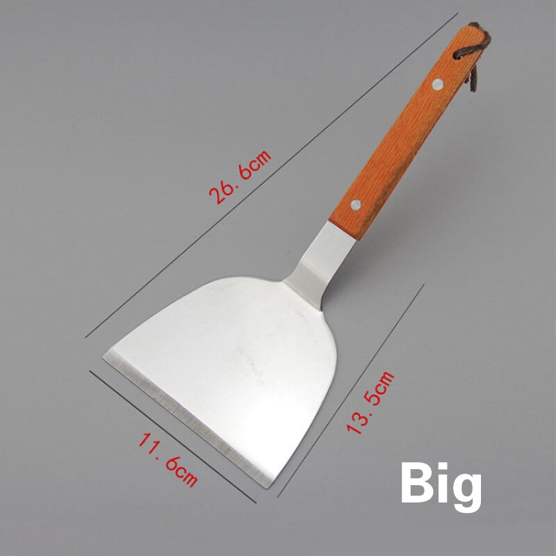 Stekt spade stekning trähandtag pizza spatel bbq nötkött stek spade koreansk biff järn tallrik kök picknick köksredskap verktyg