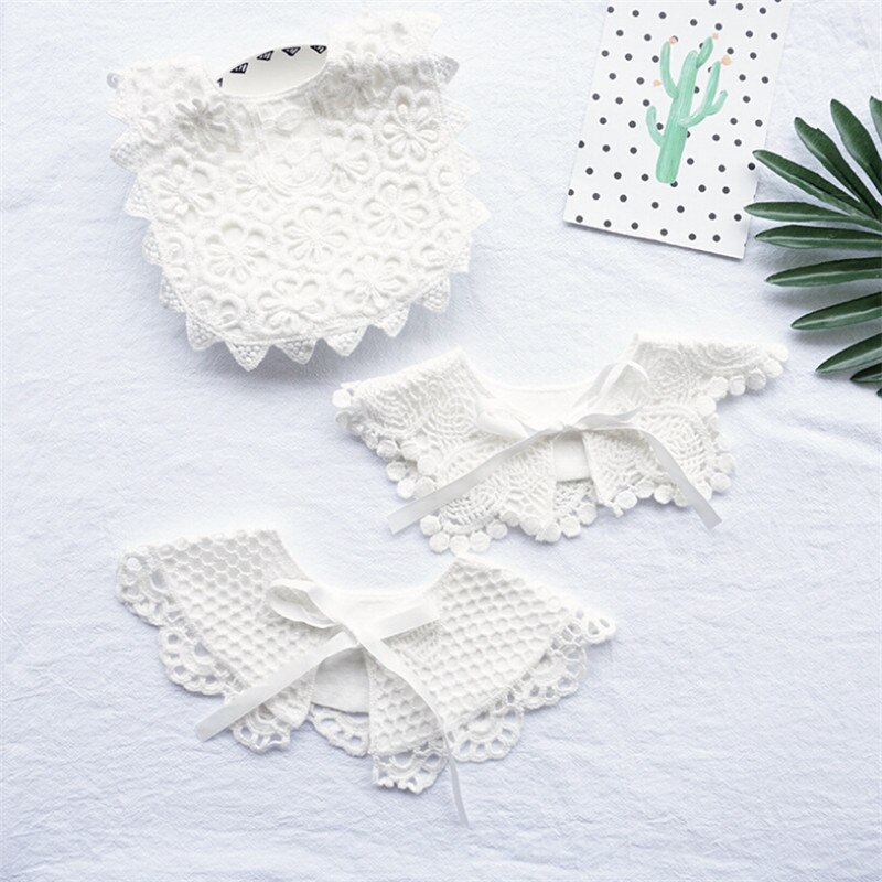 Baby Infant Spitze Bib Schöne Gefälschte Kragen Blume Bib Retro Speichel Handtuch Runde Baby Bib Baumwolle Spitze Gefälschte kragen Bib