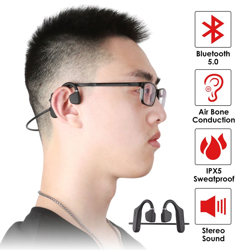 AS4 Luchtgeleiding Hoofdtelefoon Ultra Light Bluetooth 5.0 Draadloze Headset Open Oor Headset IPX5 Transpiratie Sport Koptelefoon