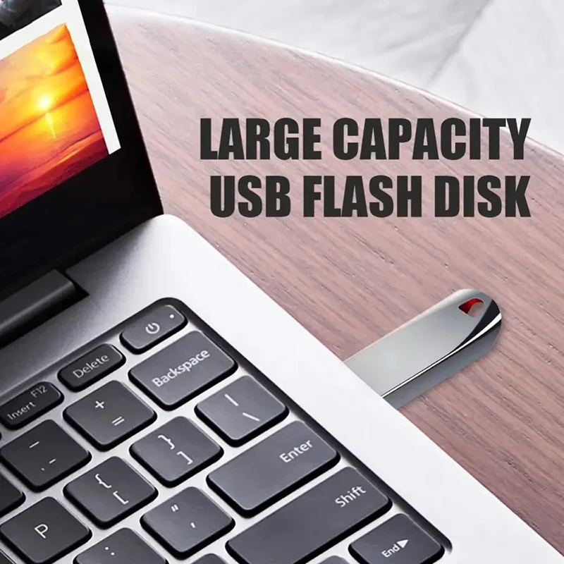 2TB Metal USB Flash Drive High Speed Rotating Pen Drive with Keychain 32GB Optional Waterproof USB Stick for Data Storage