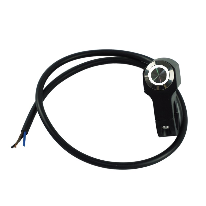 Universal 22mm 7/8 "motorcykelkontakter styr monteret horn power start kill on-off switch knap med led lys: Sort (hvidt lys)