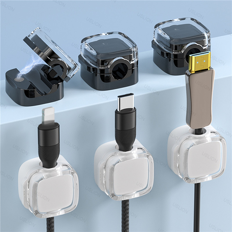 Kleurrijke 6-delige magnetische kabelclips Kabel Gladde verstelbare snoerhouder onder bureau Kabelbeheer Draadhouder Kabels Organizer