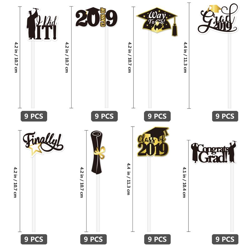 Amosfun 72PCS Graduation Cupcake Toppers Graduation Hat Insert Card Cake Picks Cake Topper for Festival