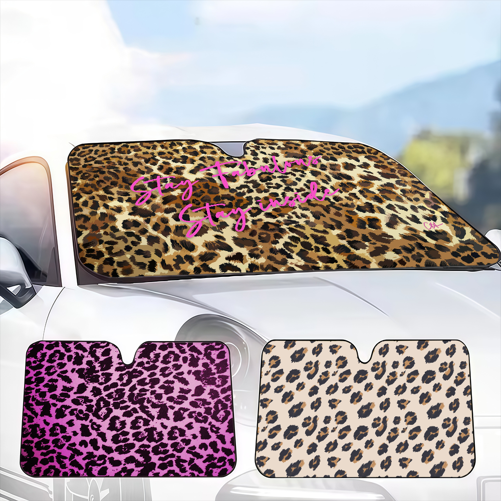 Leopard Print Car SunShade Solar Protection Windshield Sunshade Cover Sun Shade Auto Sun Visor Car Covers