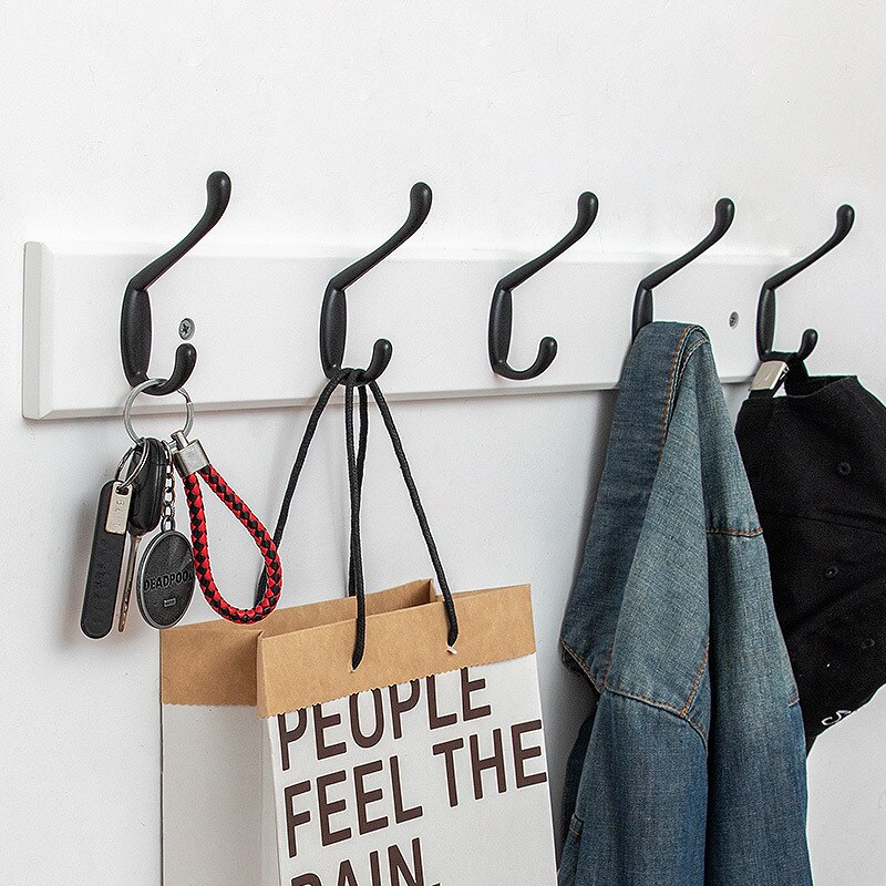 Gancho de parede de madeira ganchos de gancho de chave de armazenamento de roupas organizador de parede de metal ganchos duplos para pendurar roupas decoração para casa