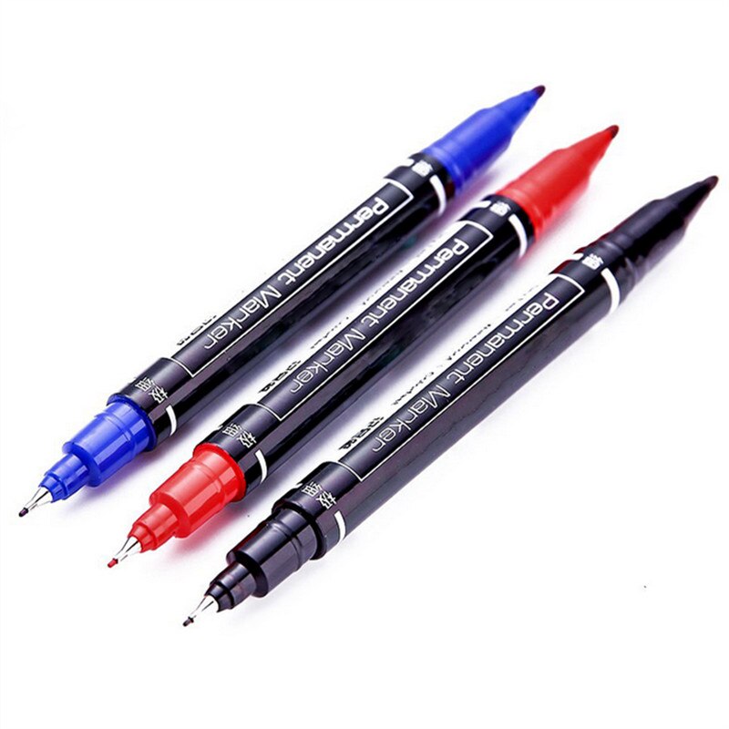 Rotulador permanente de tinta resistente al agua, Punta doble de 0,5/1,0mm, suministros de oficina y escuela para estudiantes, bolígrafo de pintura artística
