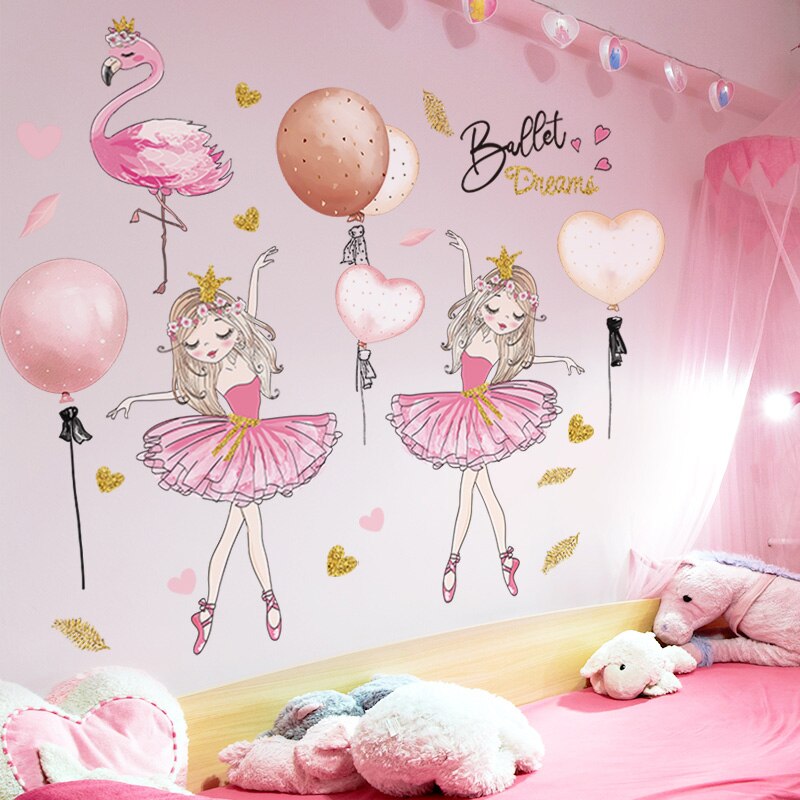 [shijuekongjian] balletpiedansere vægklistermærker diy tegneserie balloner vægmærkater til børneværelser baby soveværelse husdekoration