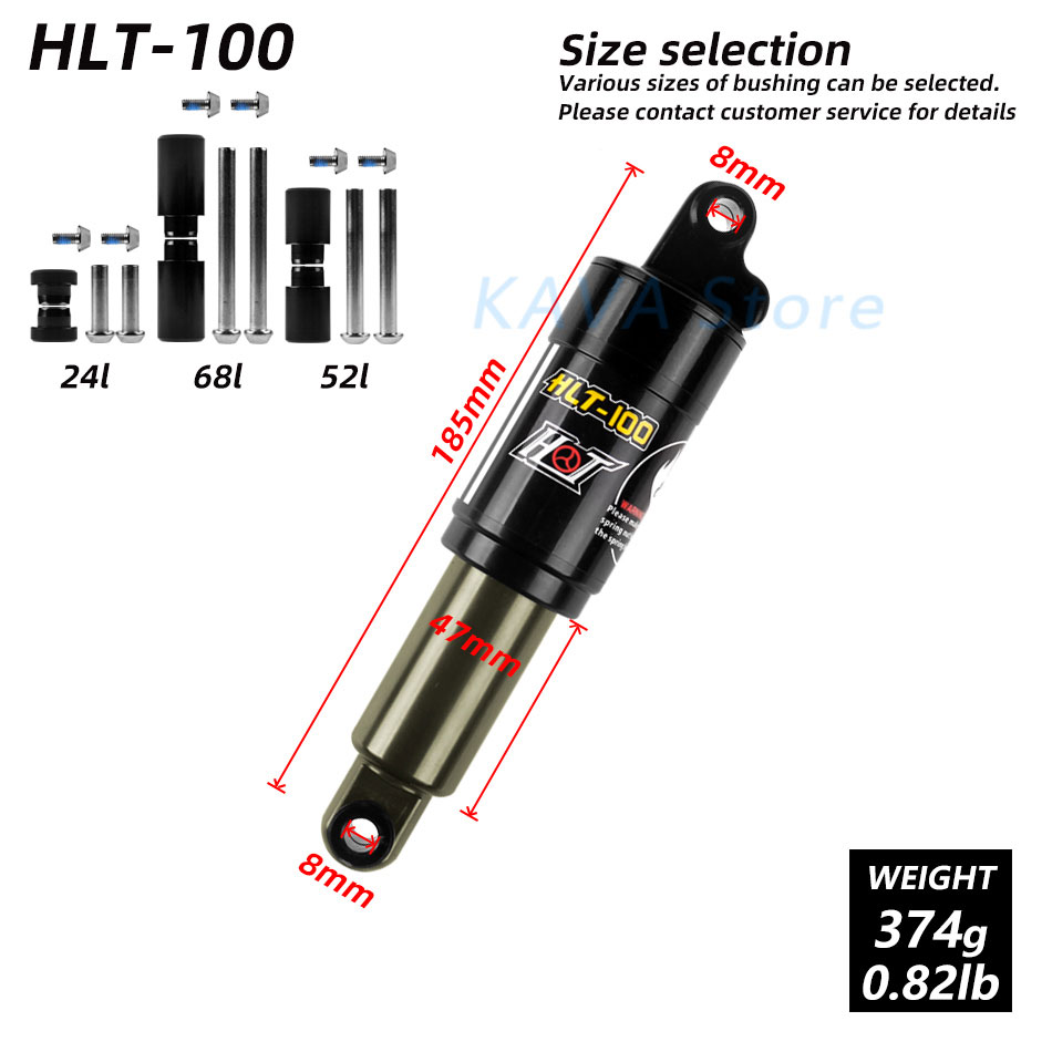 HLT-100 Mtb Rear Shock Suspension 125Mm 150Mm 165Mm 185Mm 850lbs 1000lbs Olie Lente Berg Fiets Shock: 185mm x 750lbs