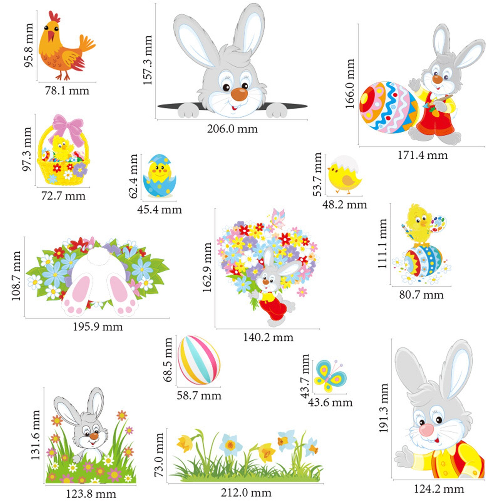 Top Selling Easter Easter Cartoon Children Bunny Chick Sticker Wall Sticker Window Sticker Support And