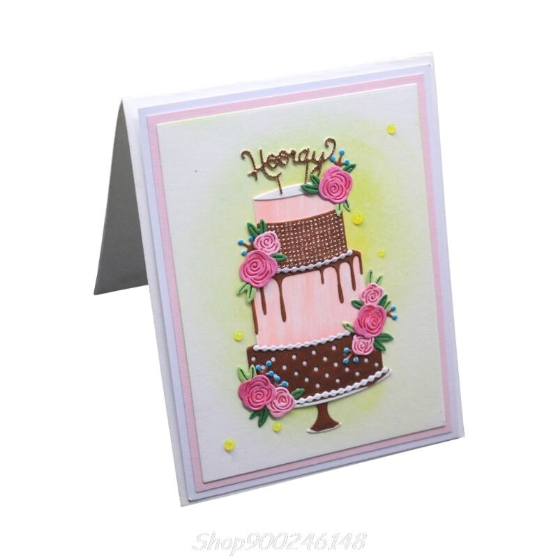 Bolo de aniversário corte de metal morre estêncil diy scrapbooking álbum carimbo de papel cartão de gravação artesanato decoração