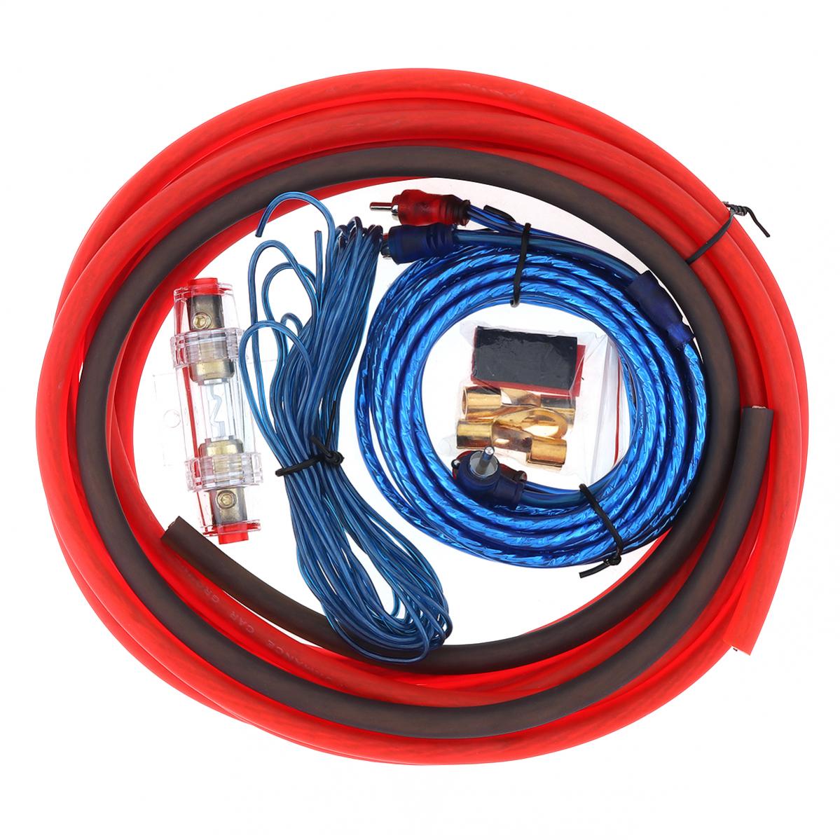 Kit de cableado de instalación de amplificador de calibre 4/6/8, Cables de altavoz de graves de coche, amplificador de potencia de línea de Audio con juego de fusibles: 4 Gauge