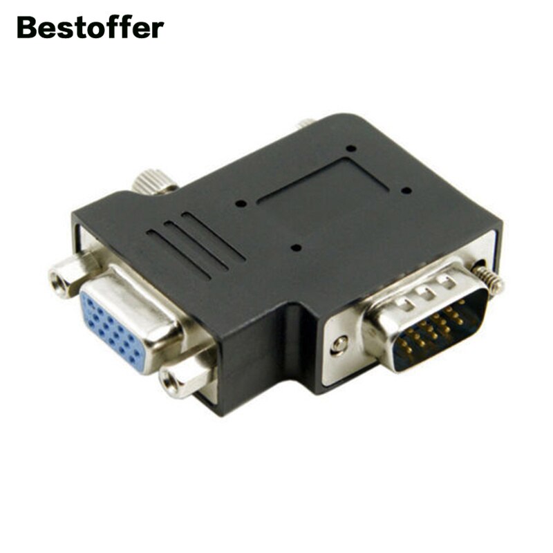 VGA 90° Side Elbow Adapter HDB15Pin Male to Female Right/Left TV Computer Projector Interface