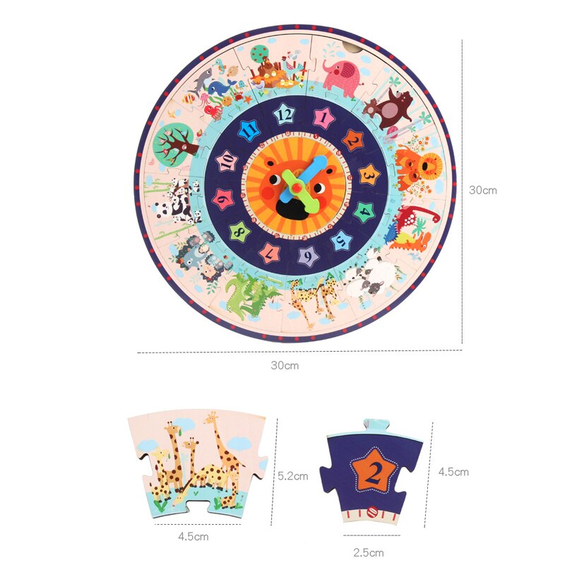 Houten puzzel klok Speelgoed 12 Nummers Klok Speelgoed Cognitieve Bijpassende Klok Speelgoed Baby Kids Vroege Educatief Speelgoed Puzzels