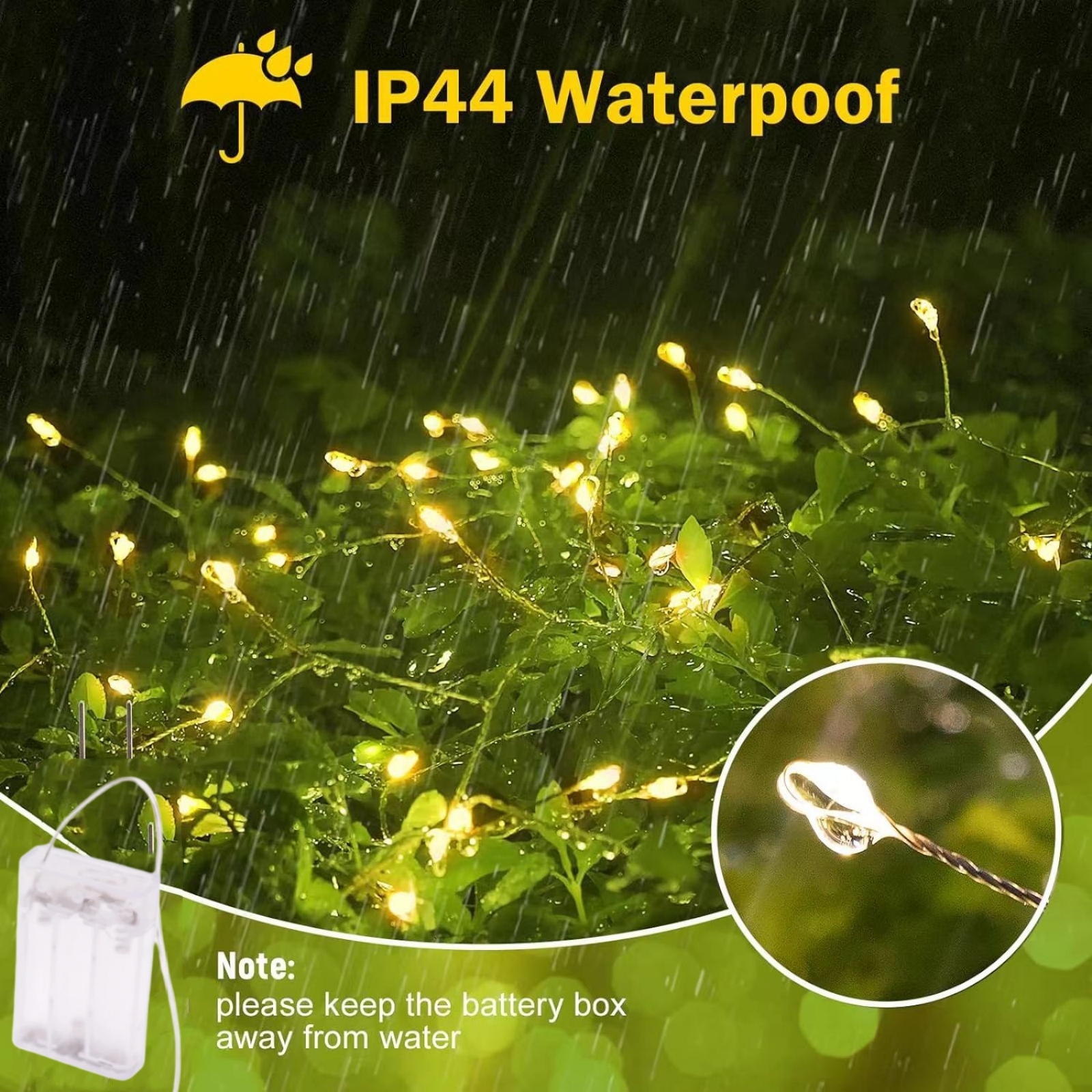 Lyslenke med ledet-lys av kobbertråd, 3m/6m stk . batteridrevet med fjernkontroll, dimbar lyskilde til festdekor på soverommet