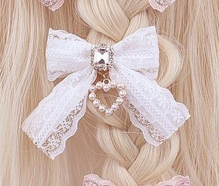 【1 par】Pinzas para el cabello Lolita, accesorios para el cabello de encaje, accesorios de perlas, artículo para niñas, accesorios Y2K, lazos para el cabello, pasador para el cabello para niña, cosa bonita: Blanco