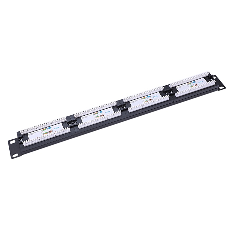 UTP 24 puertos Rj45 Panel de parche Rack Cable montado en la Pared Soporte conector Rack herramienta Ethernet Lan adaptador de red CAT6